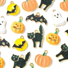 30x Halloween Cat Ghost Pumpkin Charms Pendants for Jewelry Making DIY Craftings