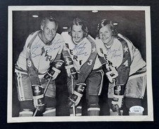 Mark Marty Gordie Howe Family Signed Autographed Photo JSA NHL Hockey Aeros WHA