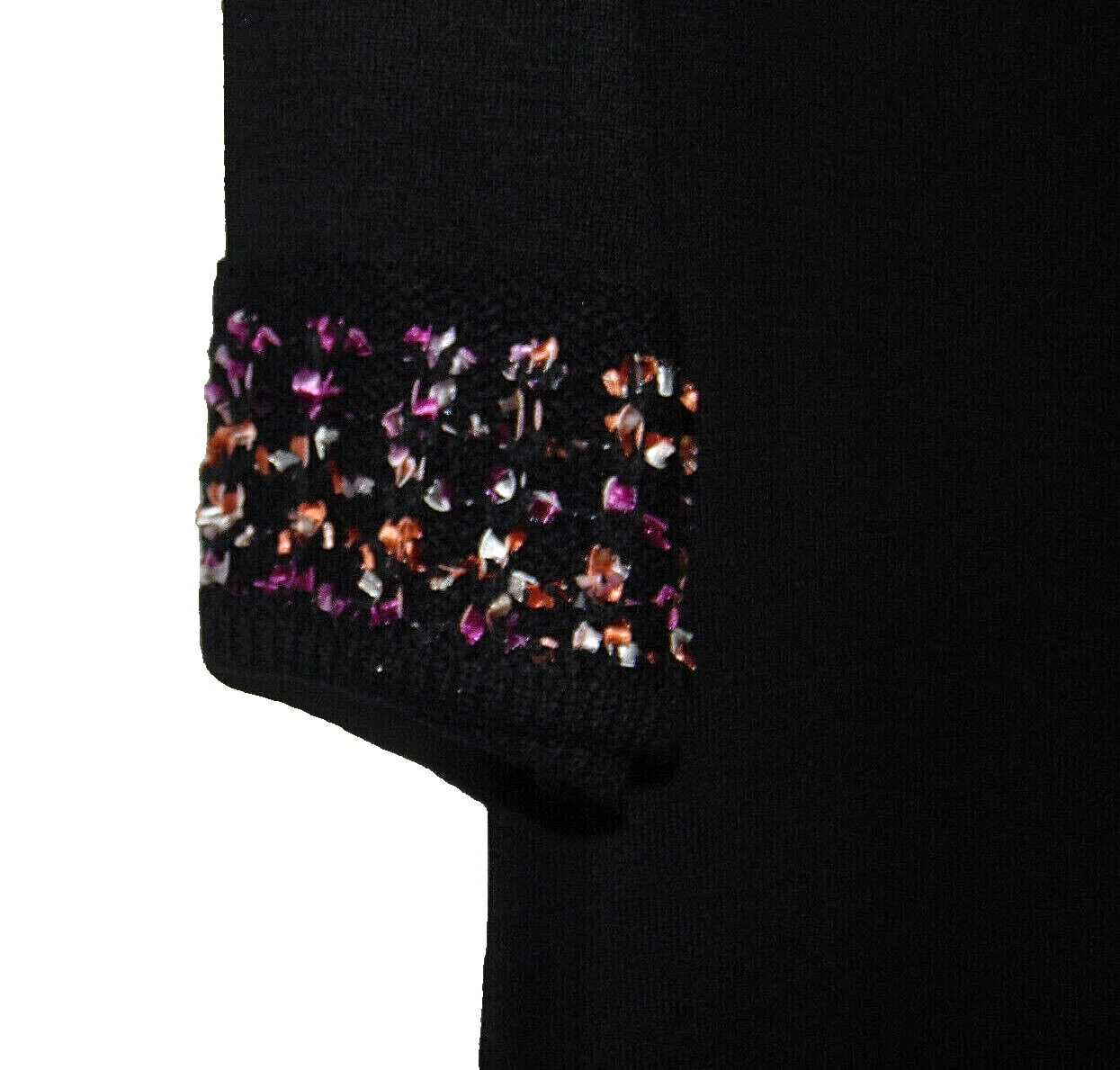 VETEMENTS Maglione donna vestito XL nero multi manica 3 4 ripiega sopra collo spense