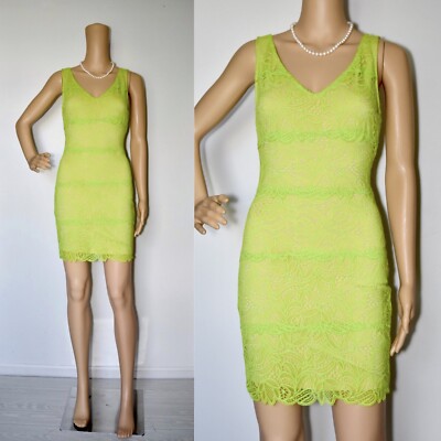 Bebe Gorgeous Lace Bodycon Mini Dress Fully Lined Lime Neon Color Size XS | eBay Bebe Gorgeous Lace Bodycon Mini Dress Fully Lined Lime Neon Color Size XS | eBay