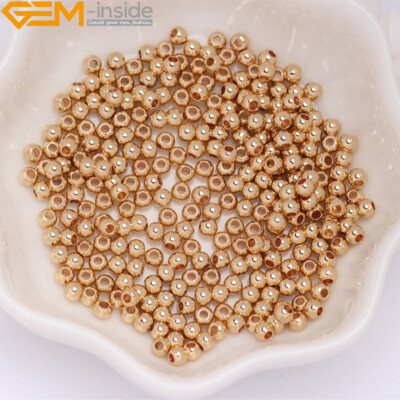 100pcs 14K Rose Gold Filled Spacer Beads - Hypoallergenic, 1-1.5mm Hole, Round, For Jewelry Making