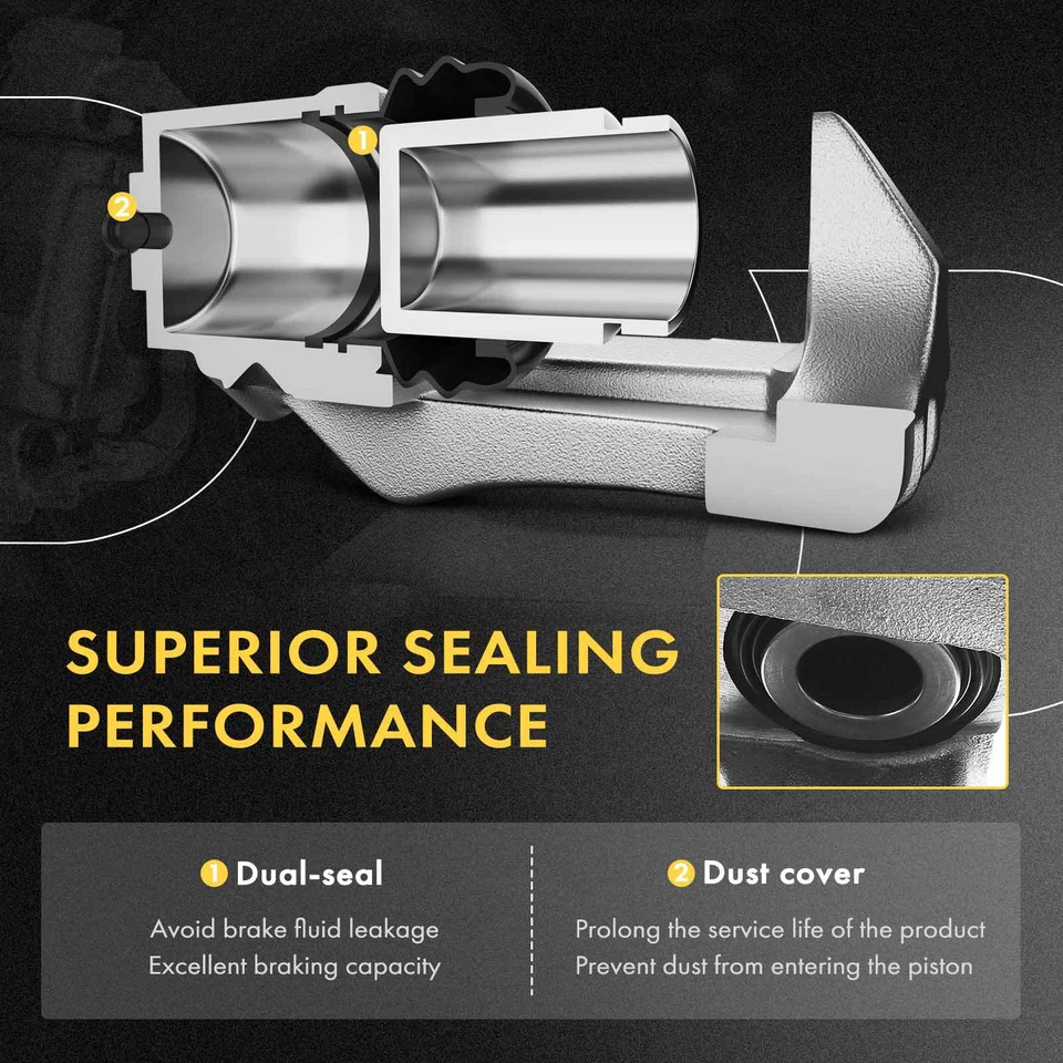 Pinza de freno delantera 2 piezas con soporte y pistón metálico para Mercedes-Benz E500 ML500 Foto 3 de 4