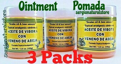 (3 Packs) POMADA ACEITE DE VIBORA VENENO DE ABEJA SNAKE OIL BEE VENOM 100 G EACH