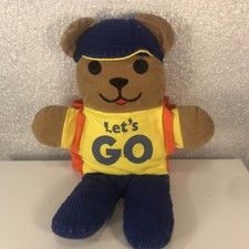 Vintage Johnson & Johnson LET'S GO Backpack Bear No Book 1983 Blue Yellow