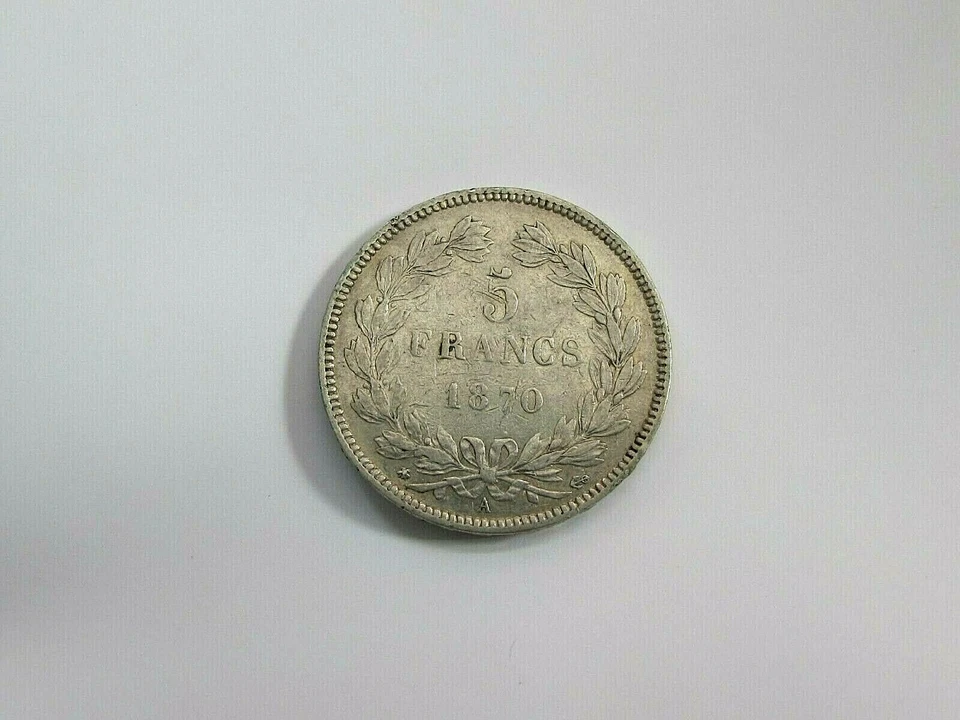 1870-A France Silver 5 Francs Paris mint XF KM# 818.1 - Image 2 of 4