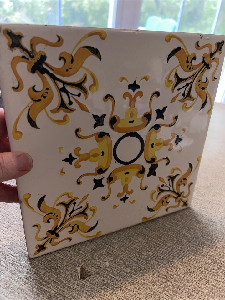 Azulejo de terracota esmaltado español vintage Maurice Duchin 8" X 8" mediados de siglo Foto 3 de 4