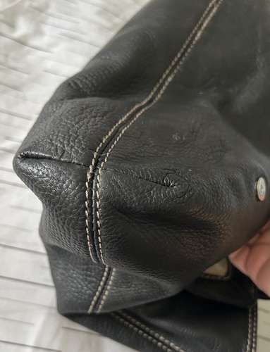 Michael Kors Black Pebbled Leather Shoulder Bag Silver Buckle Front Flap Pocket - Picture 7 of 24