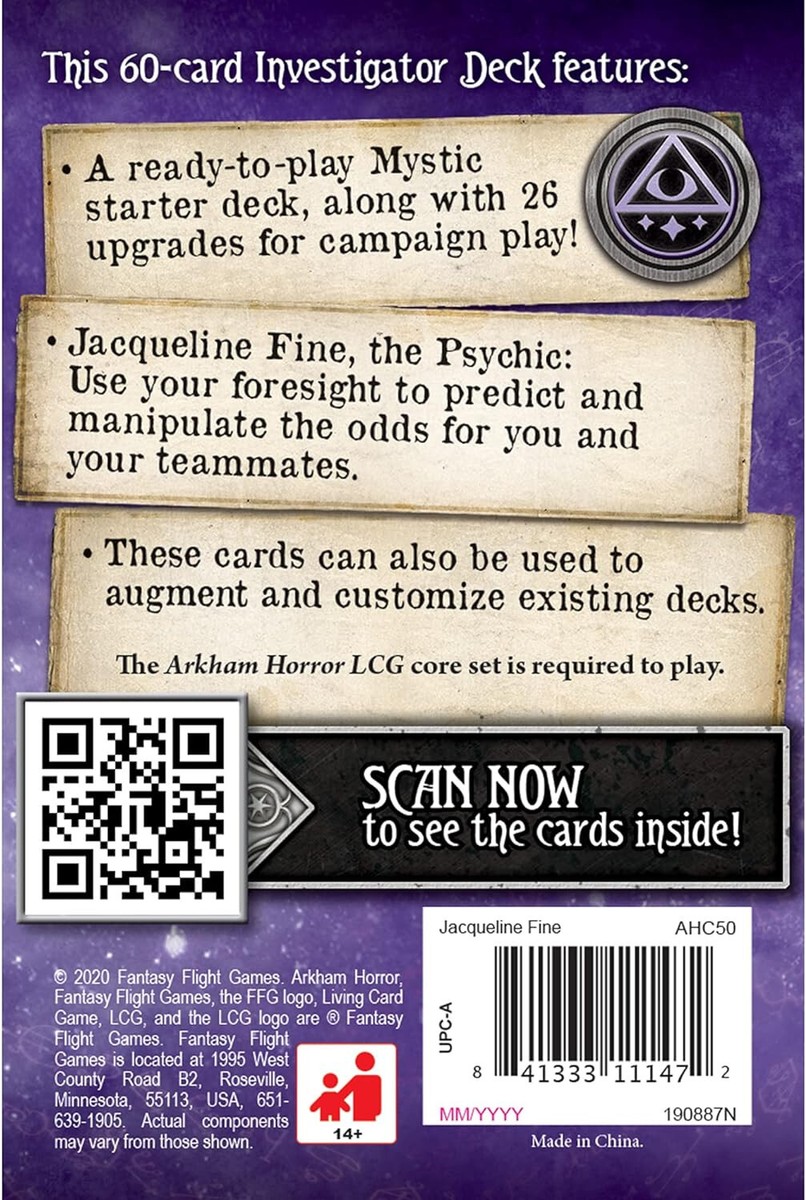 Arkham Horror LCG Jacqueline Fine Investigator Starter Deck for sale online | eBay Arkham Horror LCG Jacqueline Fine Investigator Starter Deck for sale online | eBay