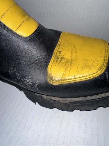 vampire motorcycle Boots Vintage Leather Black Yellow Very Rare Custom - Picture 4 of 24
