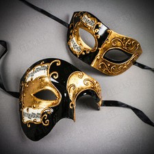 Bkack Gold Phantom Opera Musical Venetian Masquerade Halloween Couple Mask K34
