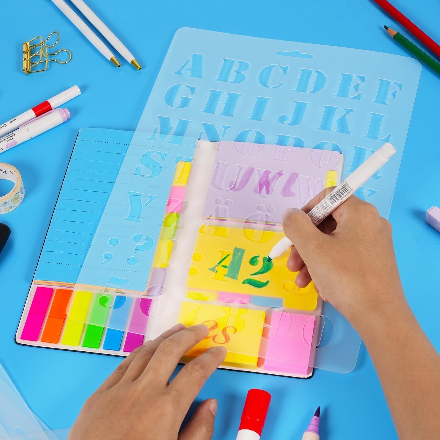 6 Pcs Alphabet Letters Numbers Stencils  for Painting Drawing Scrapbooking Cards