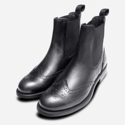 Anthrazitgraue Damen Stiefelette Brogues Made in Italy