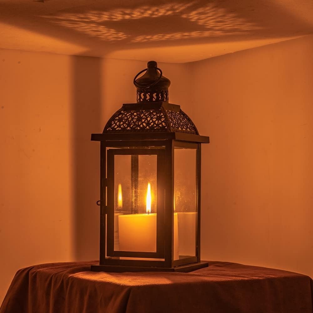 Metal Candle Holder Lantern Black Large