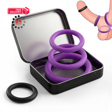 Sex Toys Penis Ring Silicone Cock Rings for Men, 4 Sizes Purple, Black
