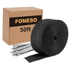 Black Exhaust Heat Wrap, 2'' x 50' Exhaust Header Wrap Tape Fiberglass 50ft