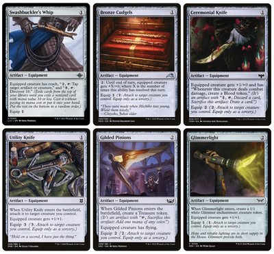 MTG - 6 x verschiedene FOIL Artefakt Ausrüstung B - Commander / Modern - alle M/NM