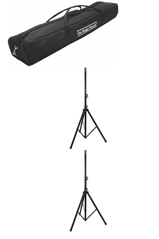 2 Pair On-Stage Stands SS30 Heavy Duty Speaker Stand & SSB-6500 Bag Combo $1.00