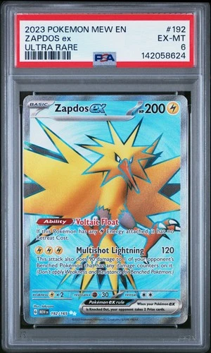 2023 POKEMON MEW EN-151 ULTRA RARE #192 ZAPDOS EX PSA 6