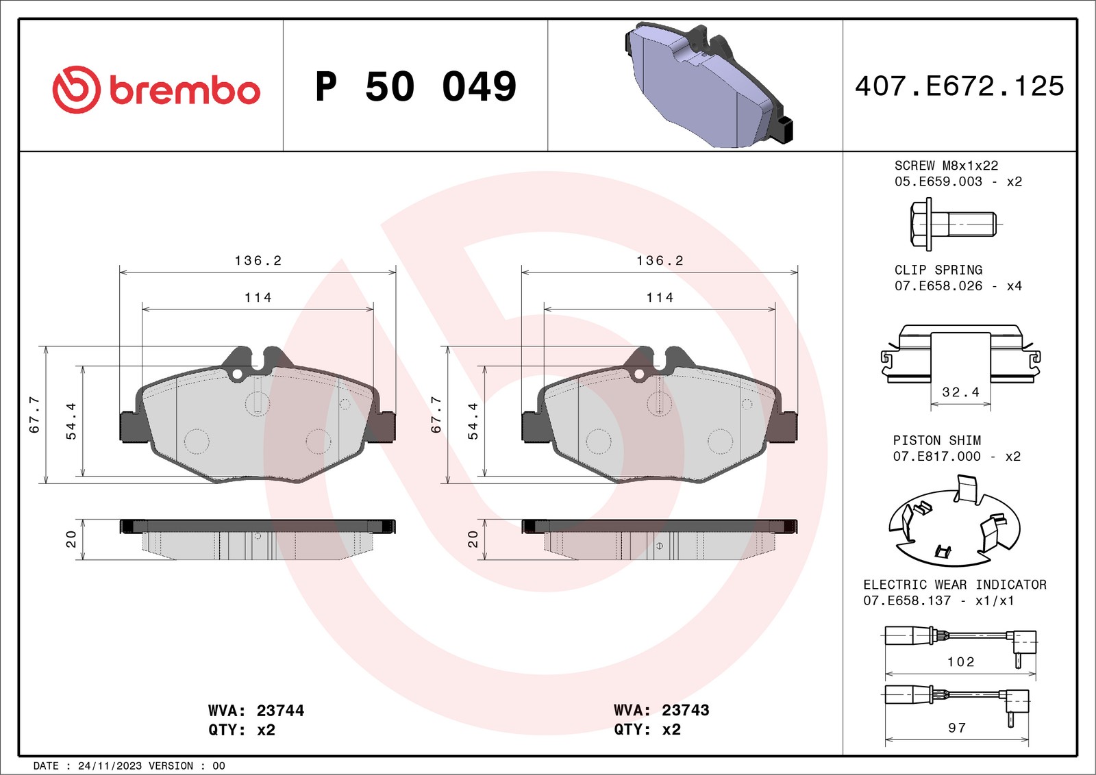 Für BREMBO KLOCKI SZCZEKI CYLINDERKI P 50 049 BRAKE PADS MERCEDES-BENZ E-CLASS - Bild 7