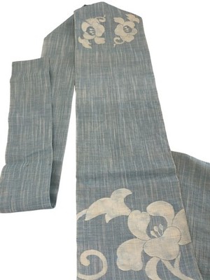 Japanese Vintage Kimono Nagoya Obi Cotton Blue Traditional Authentic 136x11in