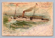 German Steamship S.s. Freia maritime art postcard c. 1900s