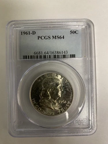 1961-D  Franklin Half Dollar 50c PCGS MS-64 Mint State US Coin