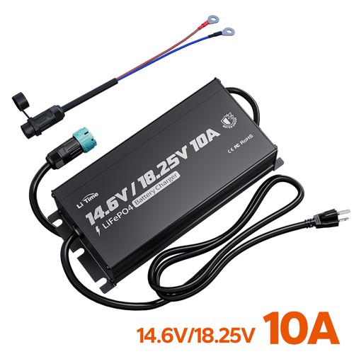 LiTime 12V+16V 10A Dual Bank Smart Charger for Boat LiFePO4 Battery-Refurbished