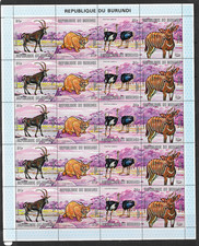 BURUNDI - 1971 AIRS African Wildlife 31f - Complete Sheet - Mint Never Hinged