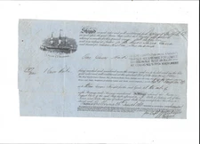 TASMANIA RARE BILL OF LADING 1862 ROYAL SHEPHERD STEAMER (WRECKED 1890)