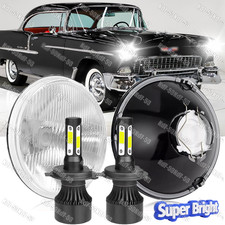 2x Fit Chevy Bel Air 55-57 7 Inch Round Led Headlights Hilo Sealed Beam A