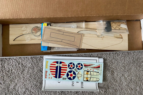 Carl Goldberg Brodak 1/2A FLYING TIGER P-40 Control Line Model Plane Kit
