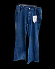 Cider Women s Blue Dark Wash Denim Flared Jea...