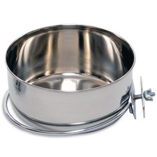 Stainless Steel 30 oz Coop Cup with Bolt-On Hanger Bird Cage Pet Food Water Bowl