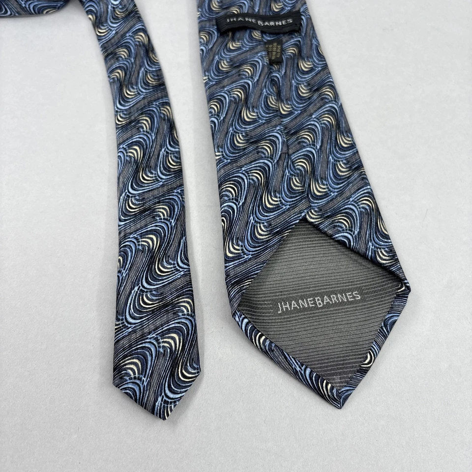 Jhane Barnes Tie Mens Silk Geometric Swirl Pattern Handmade Italy Necktie Art - Image 2 of 4