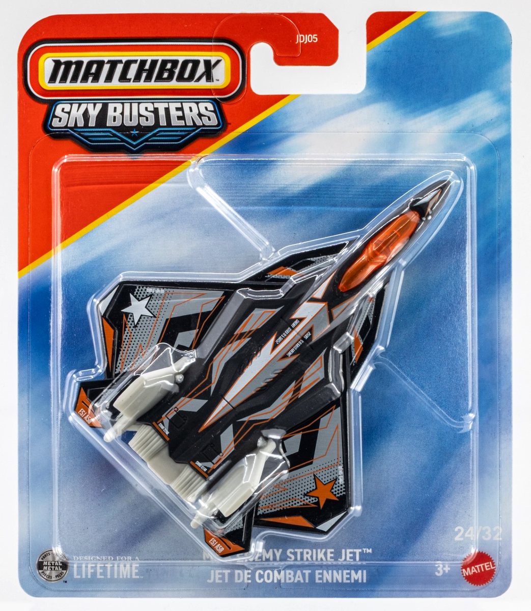 2026 Matchbox Sky Busters® #24 Enemy Strike Jet™ BLACK - SILVER