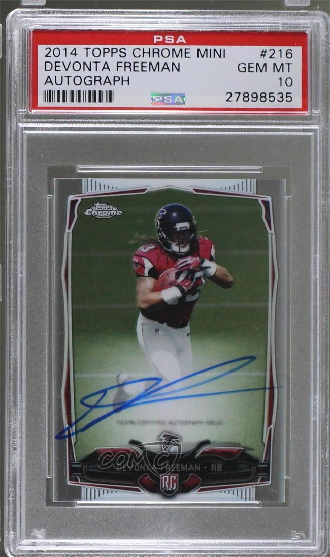 2014 Topps Chrome Mini Rookie Devonta Freeman #216 PSA 10 GEM MT Auto RC 0a1