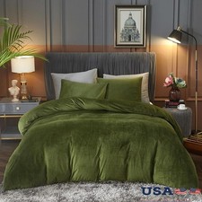 Soft Velvet Duvet Cover Set W/ Zipper Closure 3 Pieces Luxurious Bedroom Decor
