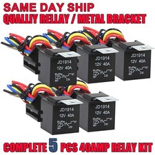 5xAuto Relays 40A 12V DC Switch Harness Sockets Waterproof Automotive SPDT Black