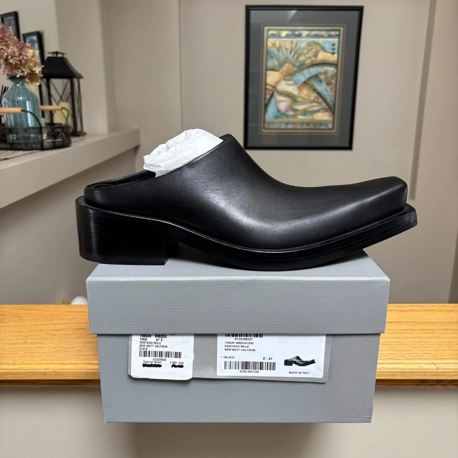 Balenciaga — Balenciaga Black Leather Santiago Mule Loafers - 41EU  - $1650 - Authentic - New