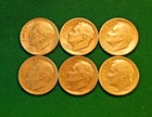Mixed Lot of Six Circ. 90% Silver Roosevelt Dimes 1947(3),1947-S(2),1958-S(1)