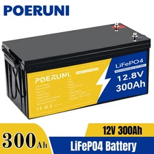 12V LiFePO4 Lithium Battery 12V 300Ah Deep Cycle BMS for RV Off-grid Marine
