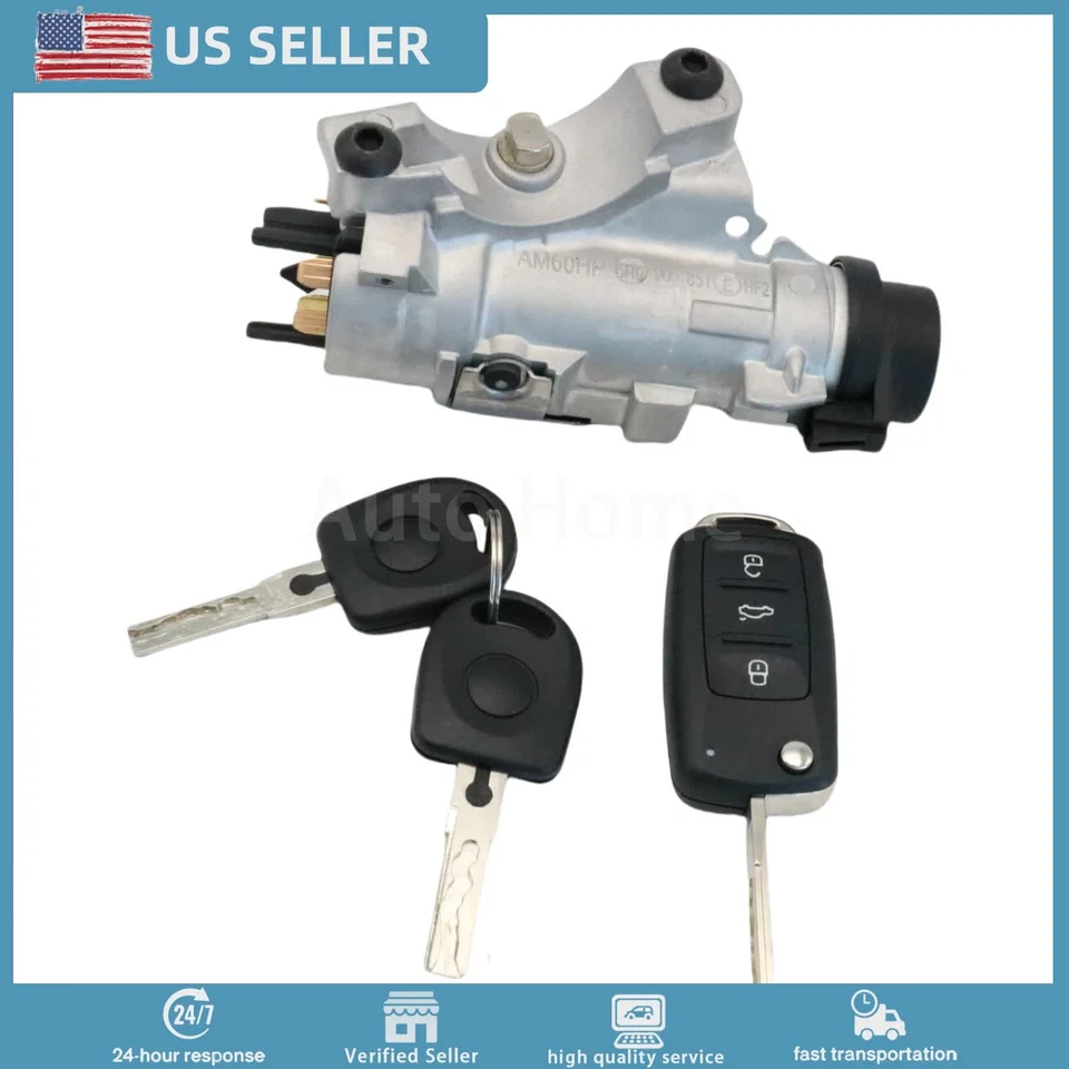 For 2000-2006 Audi TT Ignition Lock Cylinder Assembly W/ Key Shells 4B0905851P - Image 2 of 4