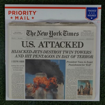 ORIGINAL UNCIRCULATED SEPTEMBER 12, 2001 NEW YORK TIMES NEWSPAPER (9/11 ISSUE)