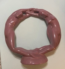 Royal Haeger, Mauve, Pink Circle of Love Statue Mid Century Art Deco