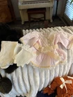 CABBAGE PATCH TWIN GIRL PARTY DRESSES, LACE TIGHTS, GLOVES, FUR COATS & HATS