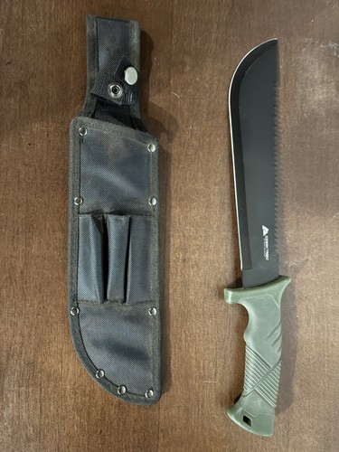 OZARK TRAIL Machete Survival Knife 10” Blade 16” OVERALL in sheath - VGC. 57..