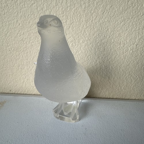 LALIQUE FRANCE VETRO CRISTALLO SMERIGLIATO PERNICE QUAGLIA UCCELLINO Testa in su 7” Bellissima - Foto 2 di 5