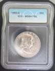 *1963 D* Franklin Half Dollar 50C - ICG MS64 FBL