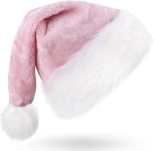 Santa Hat for Adults,Plush Christmas Hats with White Fur Xmas Hat for Christmas