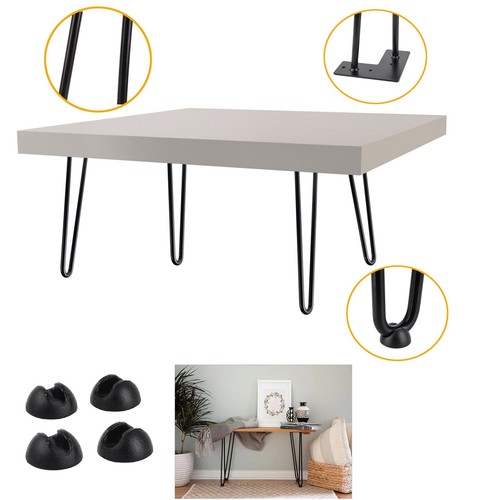Hairpin 2 Rods 1/2" Solid Table Desk Legs Set of 4 Heavy Duty - Various Sizes - Picture 2 of 24